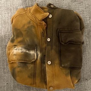 Cotton Citizen Mustard and Brown Tie Dye Sweatshirt Jacket